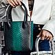 Women's Green Python Leather Bag, Classic Bag, Izhevsk,  Фото №1
