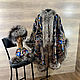 Poncho from the Pavlovsky Posad shawl 'Russian seasons' with fox fur, Ponchos, Moscow,  Фото №1
