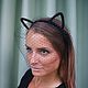 Заказать Ободок с ушками и вуалью "Cat". ZHAKI HATS. Ярмарка Мастеров. . Ободки Фото №3