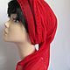 Order scarves: Cotton scarf, red. Irina-snudy,hoods,gloves (gorodmasterov). Livemaster. . Kerchiefs Фото №3