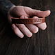 Narrow leather men's bracelet (brown) gift for February 23, Hard bracelet, St. Petersburg,  Фото №1