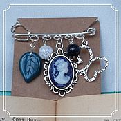 Украшения handmade. Livemaster - original item Pin Brooch with Cameo Girl background Blue 13 x 18 Silver. Handmade.