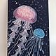 Painting miniature-postcard oil ' Pair of jellyfish', Cards, Novosibirsk,  Фото №1