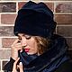 Заказать Шапка экомех "Тёмная лазурь". KUDESNITSA Designer Accessories. Ярмарка Мастеров. . Шапки Фото №3