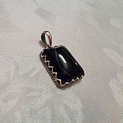 Украшения handmade. Livemaster - original item Natural black agate pendant in 925 silver. Handmade.