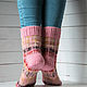 Вязаные шерстяные носки Розовый плед. Носки. Носочки & Ко. Ярмарка Мастеров.  Фото №4