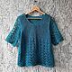 Blusa de lino calado tejido con agujas de tejer menta verde Top ecológico. Tops. FuxiList  knitting. Online shopping on My Livemaster.  Фото №2