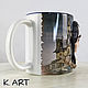 Ceramic mug decorated with handmade from polymer clay Beetlejuice. Mugs and cups. Katrin ART. Ярмарка Мастеров.  Фото №6