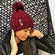 Women's knitted hat with fur pompom , Caps, Riga,  Фото №1