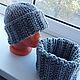 Заказать Шапка +снуд  Вязаные шапки и снуды из толстой шерсти. AccessoriesWool мягко и комфортно. Ярмарка Мастеров. . Комплекты головных уборов Фото №3
