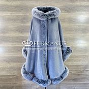 Одежда handmade. Livemaster - original item Silver cashmere poncho with fur. Handmade.