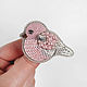 Brooch made of beads pink Bird with a pearl wing, bird, Brooches, Smolensk,  Фото №1