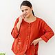 Order Blouse made of muslin with embroidery color terracotta. NATALINI. Livemaster. . Blouses Фото №3