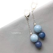 Украшения handmade. Livemaster - original item Earrings Blizzard long on chains blue stones locks silver. Handmade.