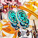 Soutache earrings with turquoise Marina. Turquoise earrings with stones, Earrings, Krasnodar,  Фото №1