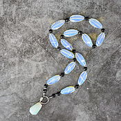 Украшения handmade. Livemaster - original item A magnificent sautoir with a moonstone and black agate pendant. Handmade.