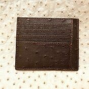 Сумки и аксессуары handmade. Livemaster - original item Cartholder made of genuine ostrich leather, in dark brown color!. Handmade.