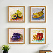 Картины и панно handmade. Livemaster - original item Painting with fruits avocado, pears, pepper, tomato Oil still life. Handmade.