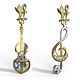 Earrings 'To the music of Vivaldi' made of silver and gold, Earrings, Moscow,  Фото №1