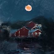 Материалы для творчества handmade. Livemaster - original item Digital oil painting imitation moonlight night. Handmade.