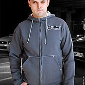 Мужская одежда handmade. Livemaster - original item Men`s grey wolf hoodie, zip-up hoodie with hood. Handmade.