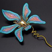 Украшения handmade. Livemaster - original item Brooch rainbow orchid with a golden center. Handmade.