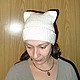 Шапка с ушками белая. Шапки. Галина (fujika). Интернет-магазин Ярмарка Мастеров.  Фото №2