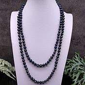 Работы для детей, ручной работы. Ярмарка Мастеров - ручная работа Natural Black Pearls long women`s beads. Handmade.