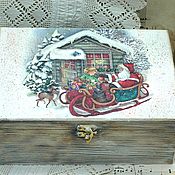 Сувениры и подарки handmade. Livemaster - original item The box Santa Claus is rushing towards us an array of wood. Handmade.