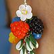 Earrings clusters with berries and flowers from polymer clay. Earrings. Marlen. My Livemaster. Фото №5