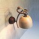 Настенный светильник из дерева и керамики (диаметр плафона 10-12 см), Бра, Москва,  Фото №1
