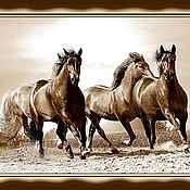 Картины и панно handmade. Livemaster - original item Placard picture gift number №17 Horses. Handmade.