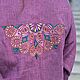 Order Oversize Linen Shirt with Mandala violet melange embroidery. NATALINI. Livemaster. . Blouses Фото №3