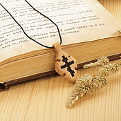 Крестик: Сретение - деревянный нательный крест из кипариса