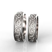 Свадебный салон handmade. Livemaster - original item Paired wedding rings with patterns, silver (Ob18). Handmade.