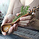 Spoon: Ceramic spoon, twig with owl, owl, Spoons, Barnaul,  Фото №1