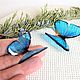 Transparent Earrings Bright Blue Turquoise Fluttering Butterflies For Children. Earrings. WonderLand. My Livemaster. Фото №4