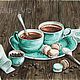 Вечерний кофе акварелью. Картины. Yulia39painter. Интернет-магазин Ярмарка Мастеров.  Фото №2