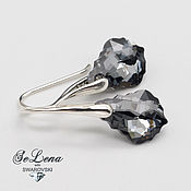 Серьги с голубыми кристаллами Swarovski, голубые серьги Сваровски в ...