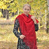 Аксессуары handmade. Livemaster - original item Shawls: Openwork shawl-downy red gossamer. Handmade.