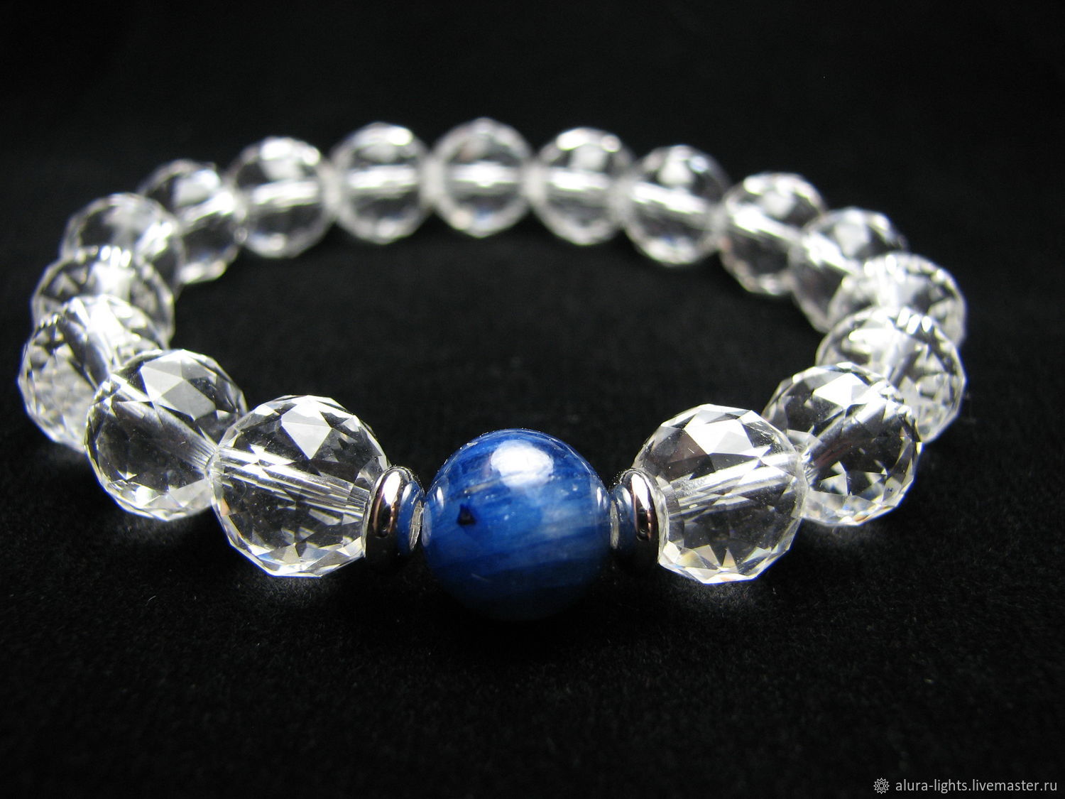Bracelet kyanite rock crystal 'planet in the clouds', Bead bracelet, Moscow,  Фото №1
