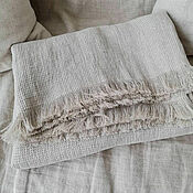 Для дома и интерьера handmade. Livemaster - original item Linen plaid with fringe - Stylish linen bedspread. Handmade.