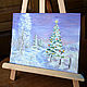 Picture miniature Christmas tree, 20h15, oil, with frame. Pictures. Valeria. My Livemaster. Фото №5