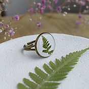 Украшения handmade. Livemaster - original item Ring fern. A ring with real flowers as a gift to a girl. Handmade.