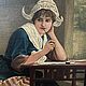 Винтаж: R.H. «Голландка за письмом», масло 1900. Картины винтажные. Антиквариат из Франции и Германии. Ярмарка Мастеров.  Фото №5