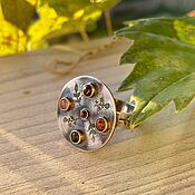 “Royal luxury” - кольцо спинер с натуральным гранатом