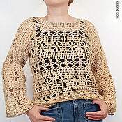 Одежда handmade. Livemaster - original item Linen openwork crochet jumper Charisma. Handmade.