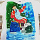 T-shirt painted 'Santa Claus in the woods', T-shirts and undershirts for men, St. Petersburg,  Фото №1