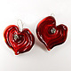 Серьги красные сердца Валентинки. Серебро 925, лэмпворк lampwork алый. Серьги классические. ★ Космическое стекло★. Интернет-магазин Ярмарка Мастеров.  Фото №2