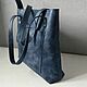 Bern. Сумка из кожи Crazy horse женская. Синяя. Сумка-тоут. Авторские сумки MadamEliseeva. Интернет-магазин Ярмарка Мастеров.  Фото №2
